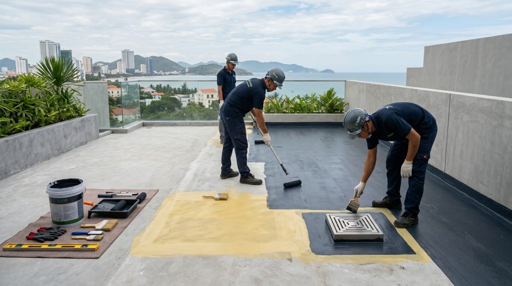 3 Sai Lầm Cần Tránh Khi Thực Hiện Chống Thấm Tại Nha Trang | Xanh - Design &Amp; Build 4 3 Sai Lầm Cần Tránh Khi Thực Hiện Chống Thấm Tại Nha Trang - Ii. Quy Trình Chống Thấm Sàn Mái Tại Nha Trang Và Các Khu Vực Trọng Yếu Khác | Xanh - Design &Amp; Build