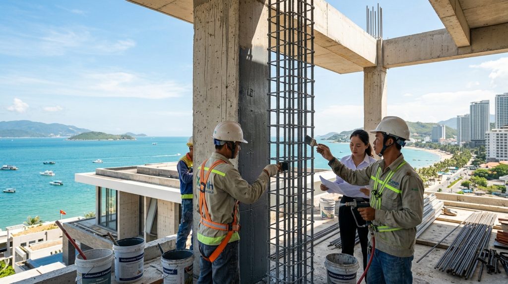 5 Kỹ Thuật Chống Ăn Mòn Muối Biển, Bảo Vệ Cốt Thép Nhà Nha Trang | Xanh - Design &Amp; Build 2 5 Kỹ Thuật Chống Ăn Mòn Muối Biển, Bảo Vệ Cốt Thép Nhà Nha Trang - Tại Sao Chống Ăn Mòn Muối Biển Lại Tối Quan Trọng Với Nhà Nha Trang? | Xanh - Design &Amp; Build