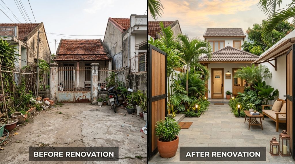 Biến Hóa Nhà Cũ Cấp 4 Thành Homestay &Quot;Triệu View&Quot; Thu Hút | Xanh - Design &Amp; Build 2 Biến Hóa Nhà Cũ Cấp 4 Thành Homestay