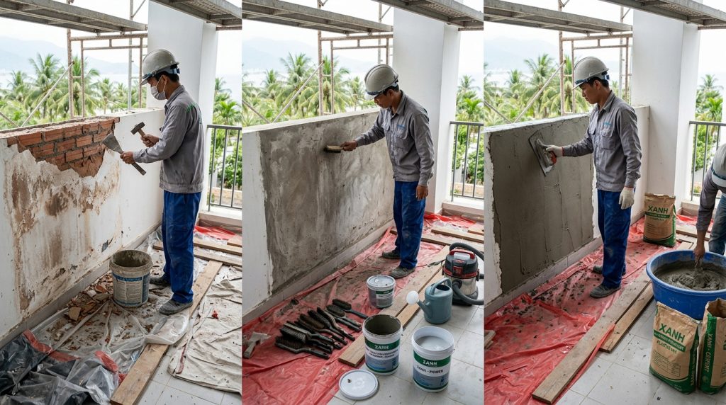Hướng Dẫn Cách Xử Lý Tường Bị Muối Hóa Triệt Để Nhất | Xanh - Design &Amp; Build 6 Hướng Dẫn Cách Xử Lý Tường Bị Muối Hóa Triệt Để Nhất - Các Bước Xử Lý Tường Bị Muối Hóa Triệt Để: Kiến Tạo Vẻ Đẹp Bền Vững | Xanh - Design &Amp; Build
