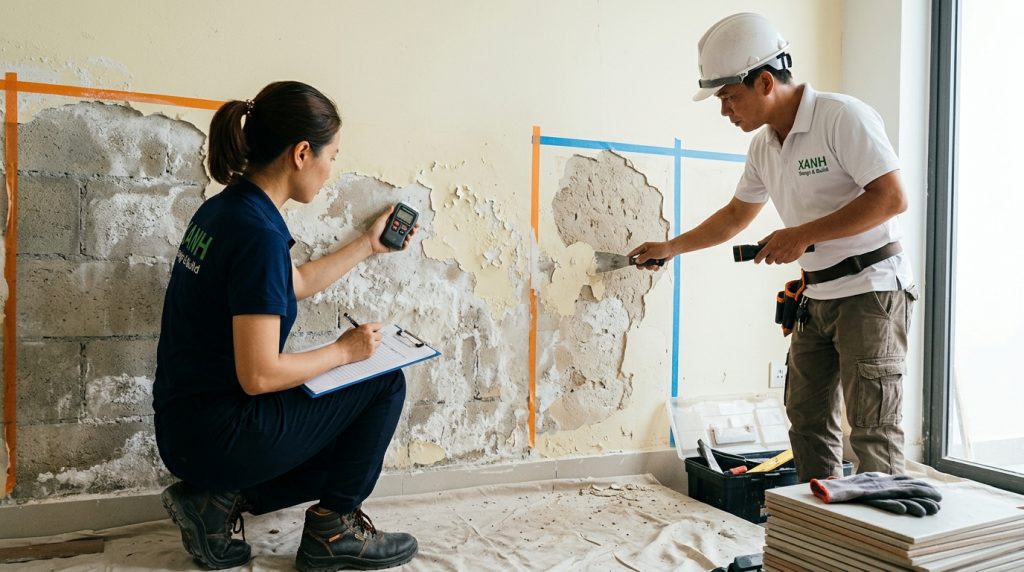 Hướng Dẫn Cách Xử Lý Tường Bị Muối Hóa Triệt Để Nhất | Xanh - Design &Amp; Build 4 Hướng Dẫn Cách Xử Lý Tường Bị Muối Hóa Triệt Để Nhất - Chuẩn Bị Gì Trước Khi Xử Lý Tường Bị Muối Hóa? | Xanh - Design &Amp; Build