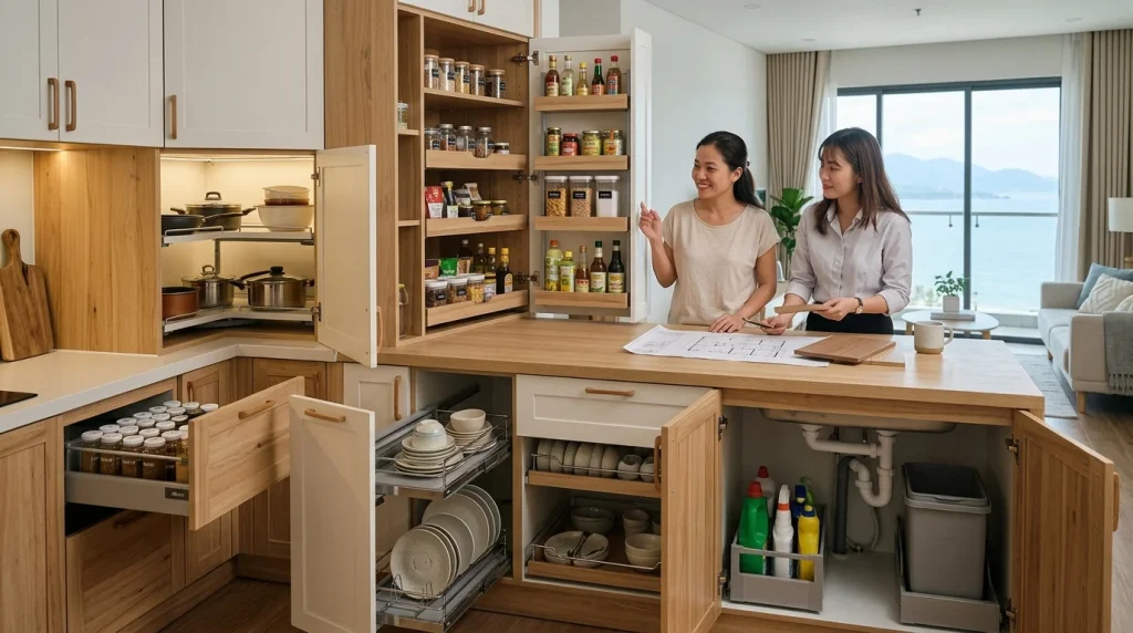 Thi Công Tủ Bếp Bằng Nhựa Đặc Picomat Tại Nha Trang | Xanh - Design &Amp; Build 3 Thi Công Tủ Bếp Bằng Nhựa Đặc Picomat Tại Nha Trang - Tấm Nhựa Pvc Làm Tủ Bếp Có Tốt Không? Giải Pháp Từ Picomat Và Ecoplast | Xanh - Design &Amp; Build